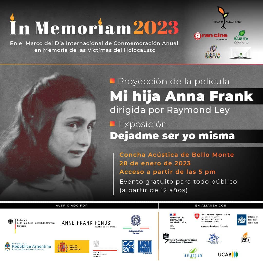 In Memoriam 2023 invita al estreno de la película Mi hija Anna Frank en la Concha Acústica de Bello Monte